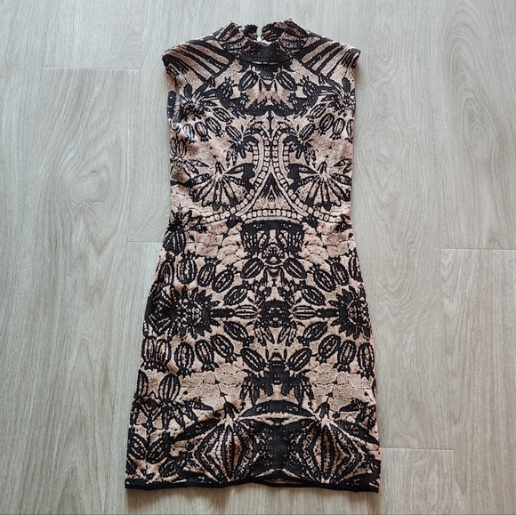 Anthropologie Dresses & Skirts - NWT Anthropologie Mock-Neck Cap-Sleeve Slim Knit Mini Dress M Brown $198